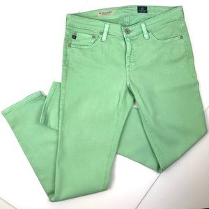 Mint green AG denim :: Stevie Ankle Jeans